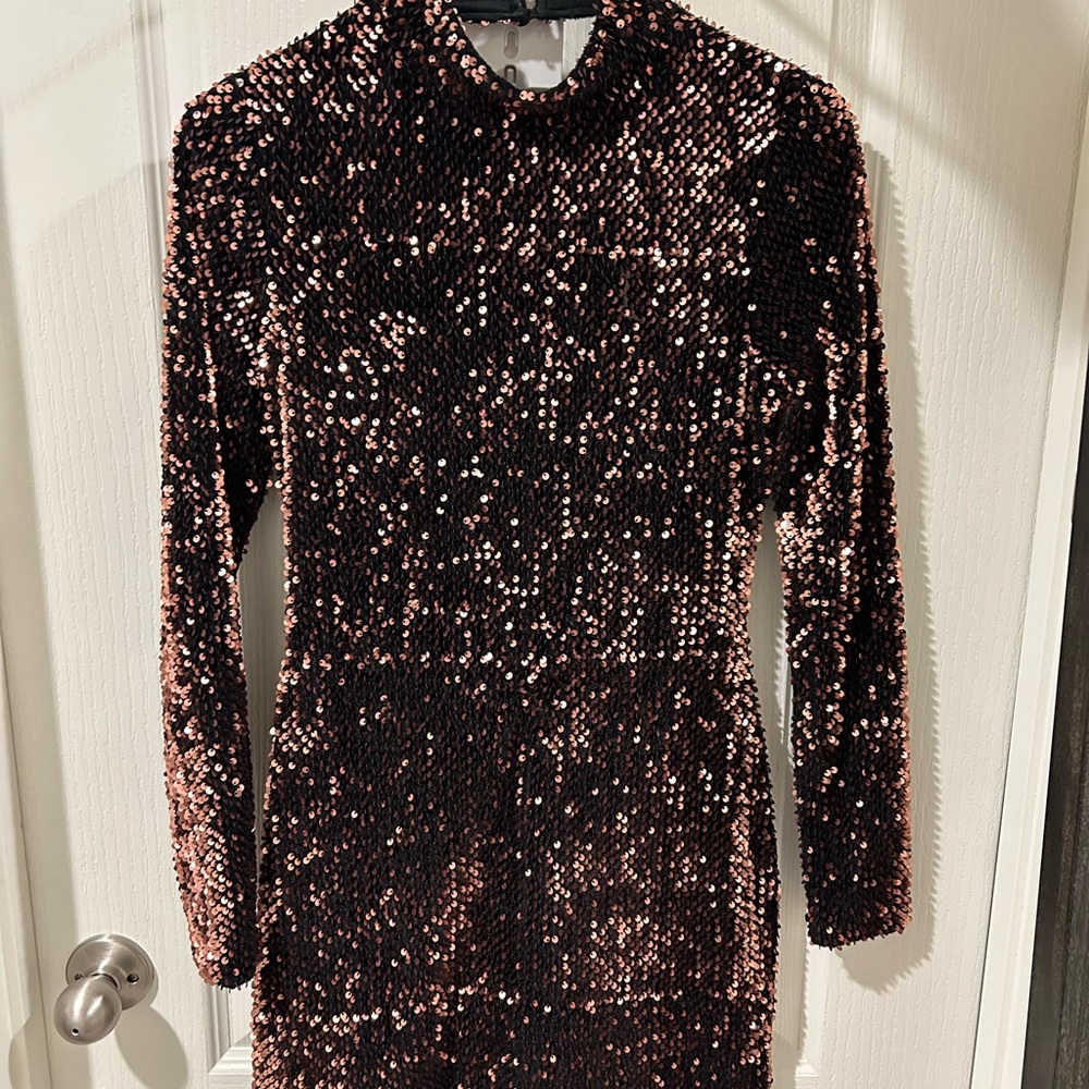 Sequin Long Sleeve Dress